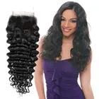 brazilian hair closure 4 x4 jet black hair closure deep wave curly hair