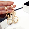 2018 fashion pearl jewelry korean exaggerated gold plated long irregular geometric freshwater pearl earrings