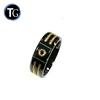 New arrival stainless steel gold plated rope inlaid black zirconium men ring wedding band