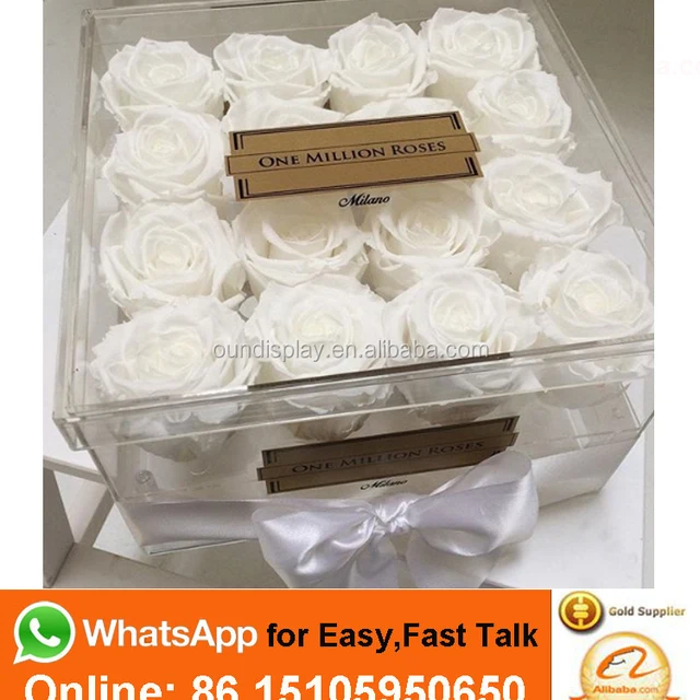 luxury acrylic flower gift display box clear plexiglass rose