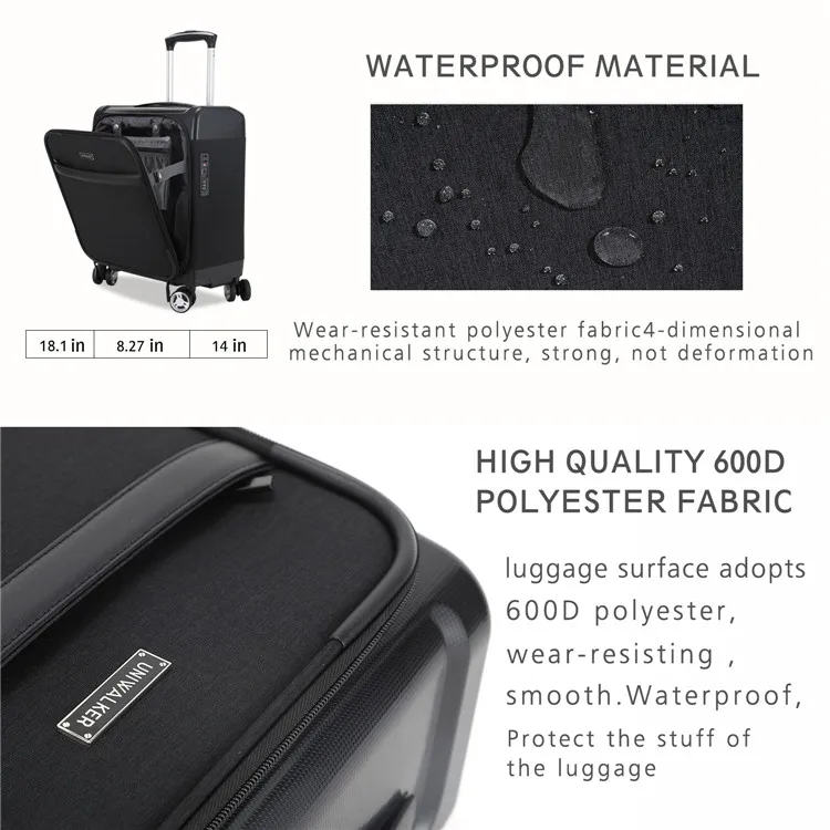 soft waterproof luggage trolley bag slim