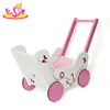 New design lovely pink wooden doll stroller for baby push along W16E085