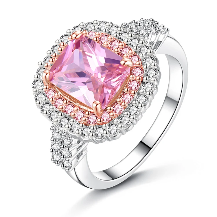 Classic Engagement Wedding Copper Ring Micro CZ Pave Big Square Pink Zircon Crystal Rings Bridal Jewelry (KRG032), As the picture
Classic Engagement Wedding Copper Ring Micro CZ Pave Big Square Pink Zircon Crystal Rings Bridal Jewelry (KRG032), As the picture