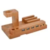 4-Port USB Desktop Bamboo Charging Station Universal Multi Devices Dock Organizer for apple watch stand show wish
