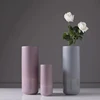 Straight cylinder dark pink matte ceramic vase