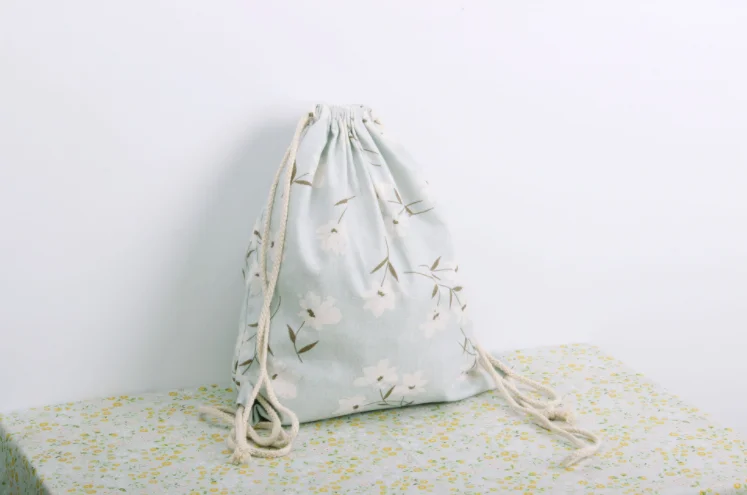 cotton drawstring bag backpack shoulder bag for school girl