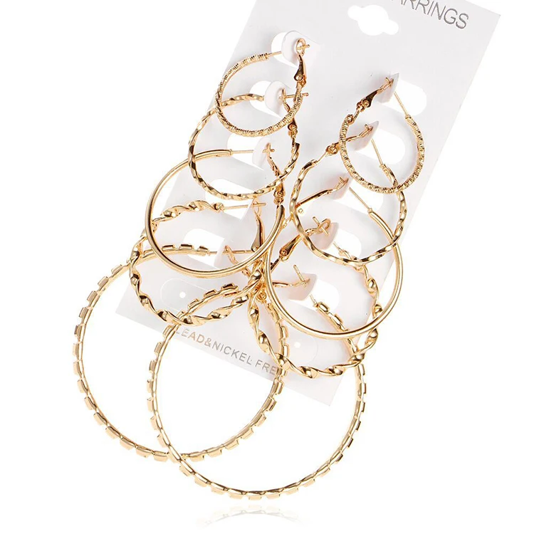 5 Pairs/Set Fashion Trendy Round Gold Rock Punk Stud Earrings Set For Woman Party Ladies Hoop Earrings Jewelry (KES040), Same as the picture
5 Pairs/Set Fashion Trendy Round Gold Rock Punk Stud Earrings Set For Woman Party Ladies Hoop Earrings Jewelry (KES040), Same as the picture