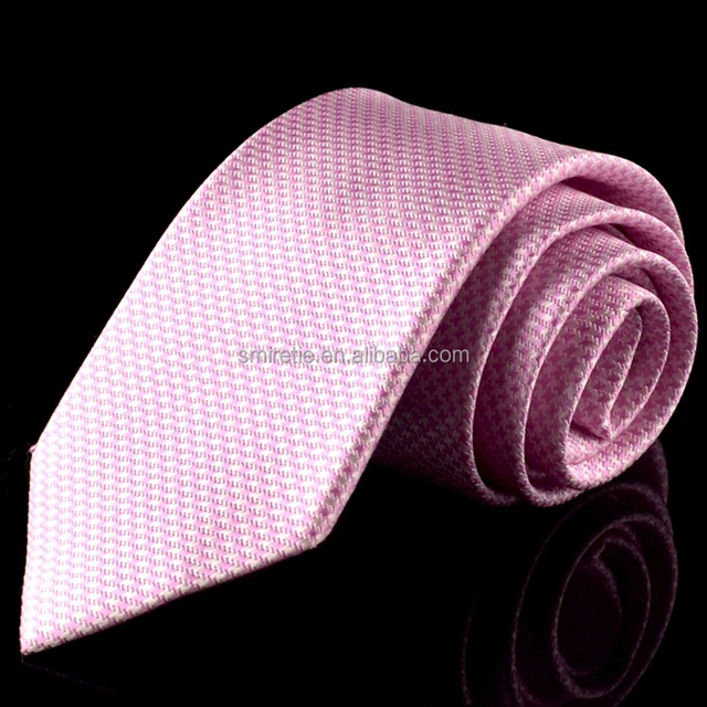 fashion silk tie pink jacquard houndstooth pattern necktie for