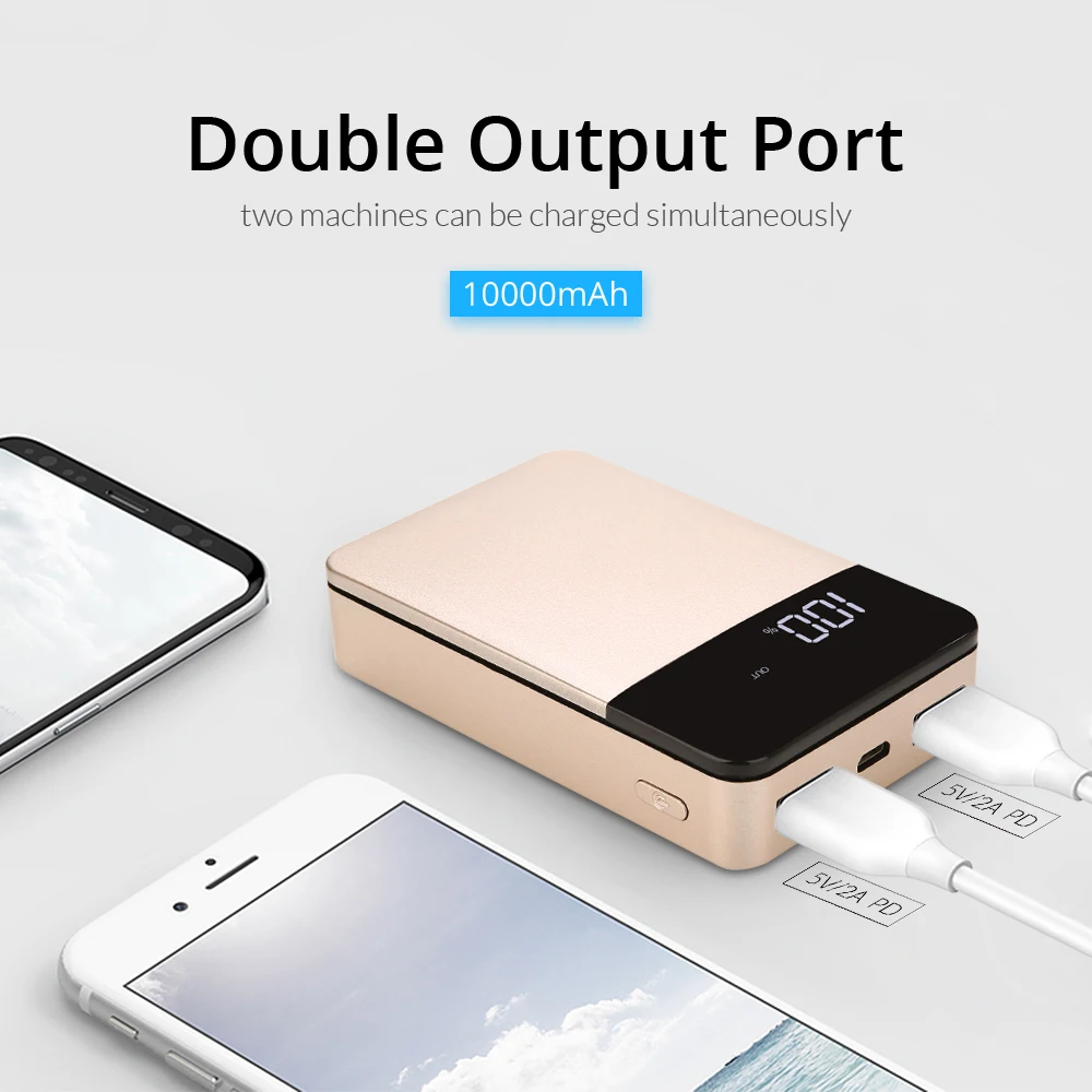 Mini 10000mah double usb led display power bank free logo custom FBA service for amazon seller - ANKUX.COM