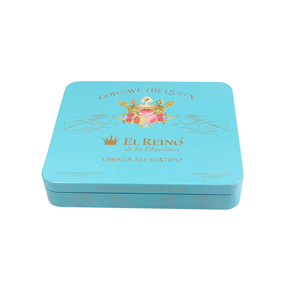 Hot selling luxury metal rectangular chocolate tin boxes packaging with best service and low price