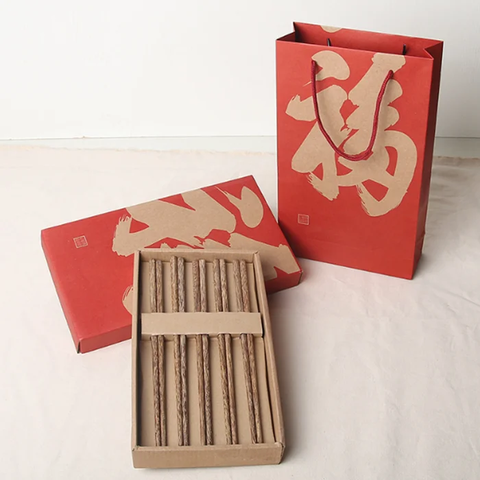 chinese new year bamboo chopstick gift box set