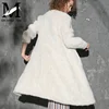 Custom Winter Fashion Women Knitted White Mink Fur Coat