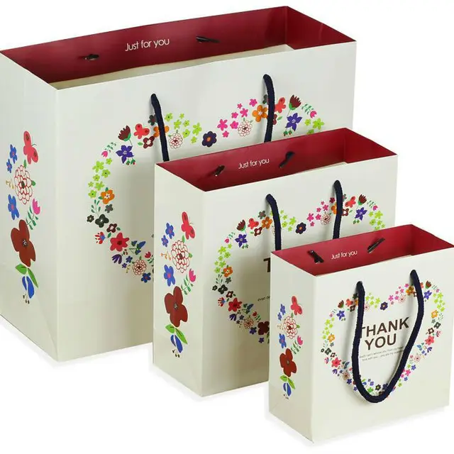 flowers and heart gift bag,very beautiful gift paper bag,cartoon