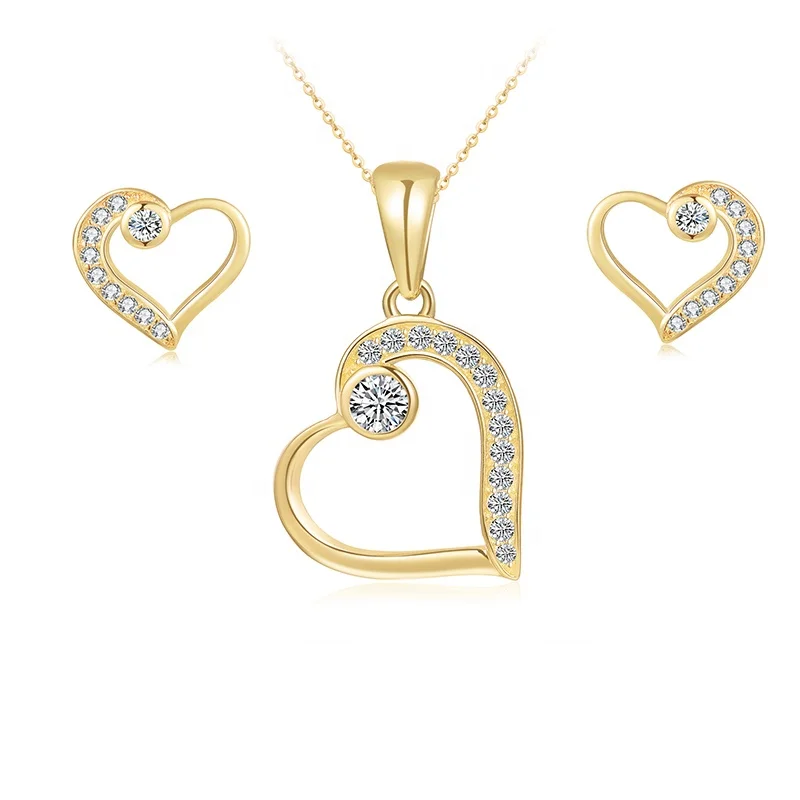 Wholesale 925 sterling silver heart design 18K gold plated Cubic Zircon CZ Earrings Pendant Set
Wholesale 925 sterling silver heart design 18K gold plated Cubic Zircon CZ Earrings Pendant Set