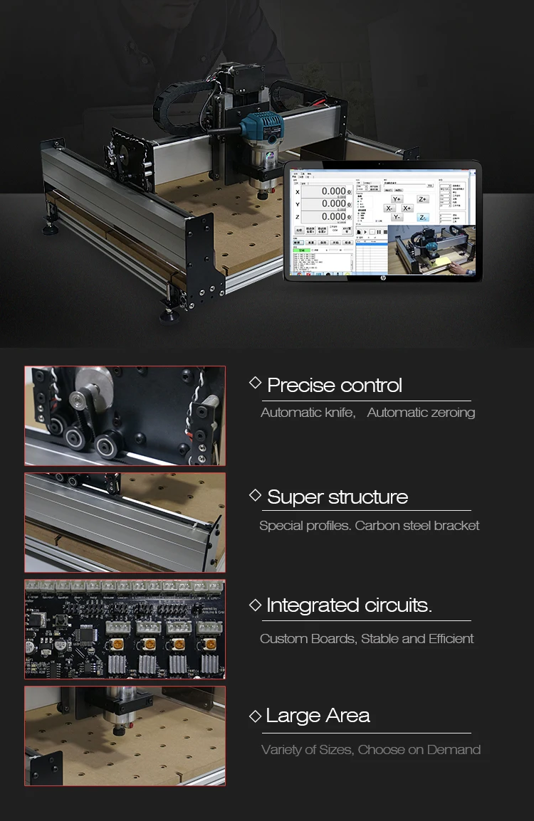 CNC 120*120cm big working area CNC engrave router machine for wood 3D engraving