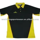 Men's 100% Polyester knitted black and yellow polo shirt