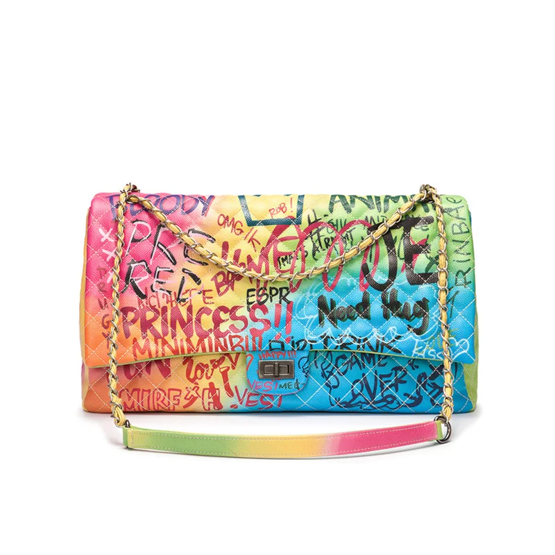 Fashion Color Graffiti Bag Big Capacity Printed Chain Shoulder Bag Luxury Brand Bags Women Handbags 2021
Fashion Color Graffiti Bag Big Capacity Printed Chain Shoulder Bag Luxury Brand Bags Women Handbags 2021