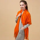 New women's simple fashion pure orange plain dyed 100% cashmere scarf