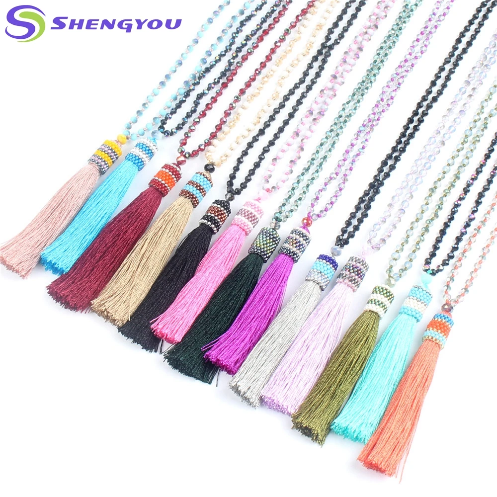 Handmade Jewelry Latest Design Tassel Bead Necklace with Multiple Colors