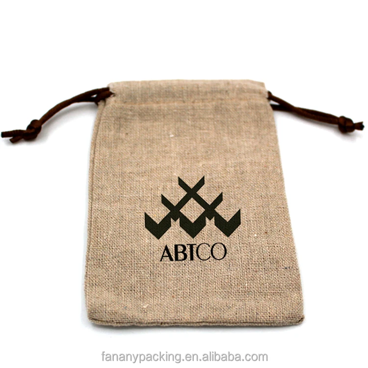 100% linen fabric small drawstring pouch bag jute sack