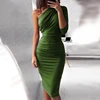 2019 Green 1/2 Sleeves Plain Bodycon Dress Ladies Wear Plus Size