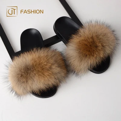 Factory wholesale jtfur raccoon fur PVC black sole fur slippers fashion sandals fluffy women real fur slides
Factory wholesale jtfur raccoon fur PVC black sole fur slippers fashion sandals fluffy women real fur slides