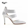 New Arrival PU Leather Pump Shoes Small Size Zipper Back Nude Girls High Heels