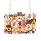 Handmade ladies flower beaded evening party bags purse OC3866