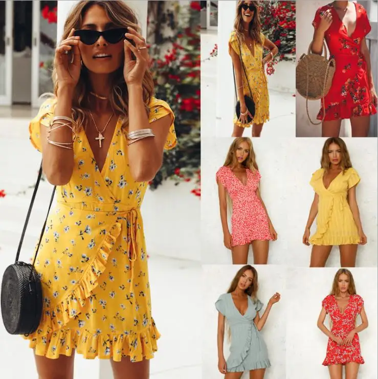 Fashion Bohemian Style Sexy Women Summer Casual Short Sleeve V-Neck Bandage Bodycon Evening Party Print Short Dress, As show
Fashion Bohemian Style Sexy Women Summer Casual Short Sleeve V-Neck Bandage Bodycon Evening Party Print Short Dress, As show