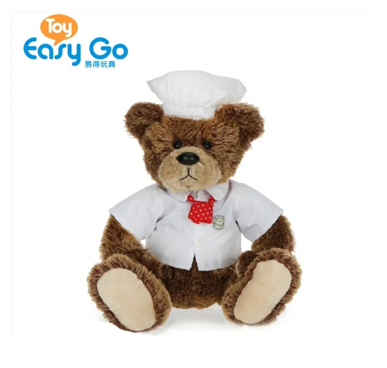 hot sale super soft brown sitting plush teddy bear toy wearing
