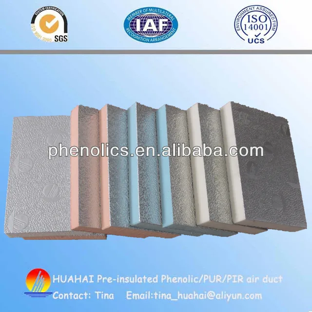 20/25/30mm pur/pir/phenolic air duct panel /hvac air duct panel