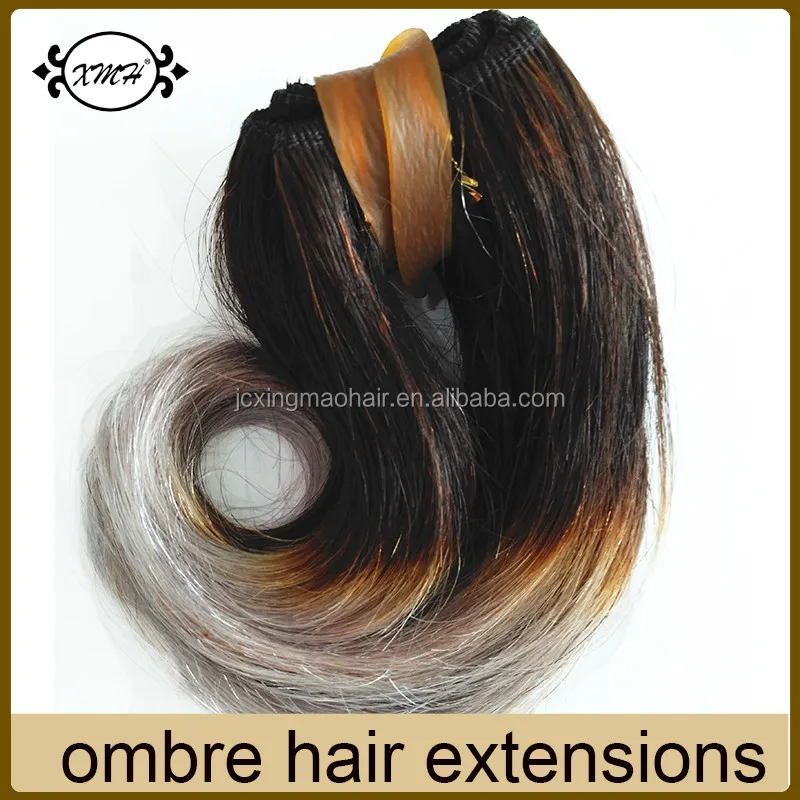 short hair extensions brazilian virgin hair black grey ombre hair.jpg