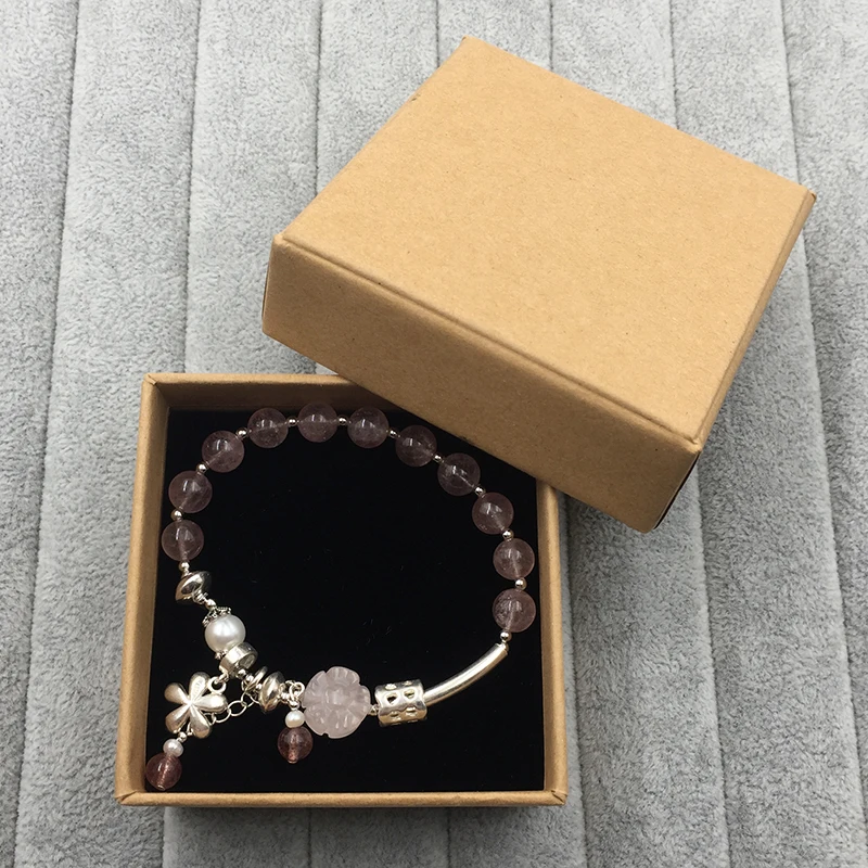 Sinya strawberry quartz rose quartz pearl bracelet in 925 sterling silver for girls women lover (17)