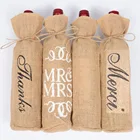 wholesale custom printed gift jute wine bottle bag drawstring pouch