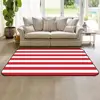 Red and White Stripes Bedroom Sofa Floor Rug Super Soft Faux Fur Shaggy Area Rugs