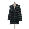 Winter New Arrival Genuine Chinchilla Rex Rabbit Fur Coat for Ladies