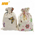 cotton linen small pouch storage gift drawstring bag