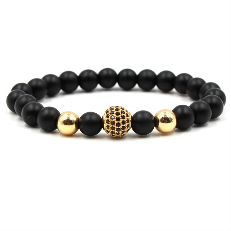 Fashion Gold CZ Ball Men Bracelet Natural Stone Matte Beads Charm Bracelets Jewelry (KB8048), As picture
Fashion Gold CZ Ball Men Bracelet Natural Stone Matte Beads Charm Bracelets Jewelry (KB8048), As picture