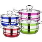 Low price Functionality modern spray color stainless steel cookware set 8pcs stainless steel cookware set