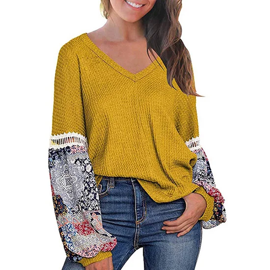 2019 Hot Shirt Long Sleeve V Neck Paisley Floral Printed Splice Bubble Sleeve Blouse Tops, Picture
2019 Hot Shirt Long Sleeve V Neck Paisley Floral Printed Splice Bubble Sleeve Blouse Tops, Picture