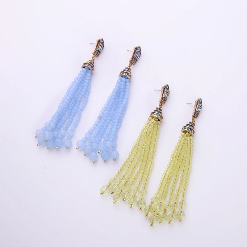 ed01549c Vintage Crystal Beading Long Tassels Gypsy Mysterious Unique Earrings, Goldn
ed01549c Vintage Crystal Beading Long Tassels Gypsy Mysterious Unique Earrings, Goldn