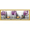 Triptych flowers with vase rhinestone diamond embroidery painting for home decoration