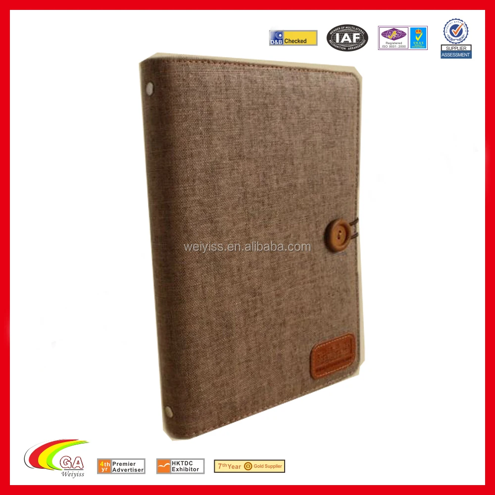 2018 fashion retro linen a5 notebook with 8000mah power bank and