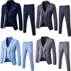 New pant coat design photo 100%wool notch lapel business suit man casual custom 2 pieces slim fit suits blue