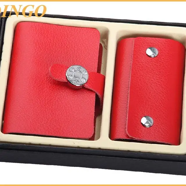 promotional gifts genuine leather card holder key case sets with