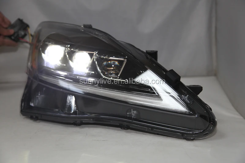 LED Head Lamps with Projector Lens 2006-2012 Year Black Housing FOR Lexus IS250 YZ