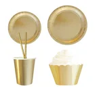 Chinese suppliers food decor articles sets gold foil paper plates and cups