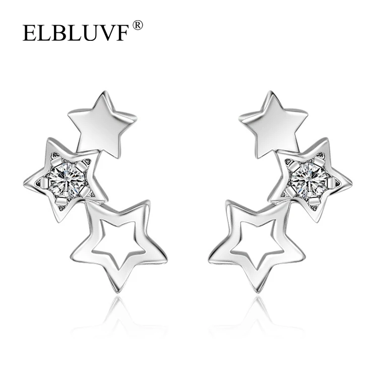 ELBLUVF Copper Alloy Zircon Sterling Silver Plated Jewelry For Women Three Star Silver Earrings 925, White gold
ELBLUVF Copper Alloy Zircon Sterling Silver Plated Jewelry For Women Three Star Silver Earrings 925, White gold