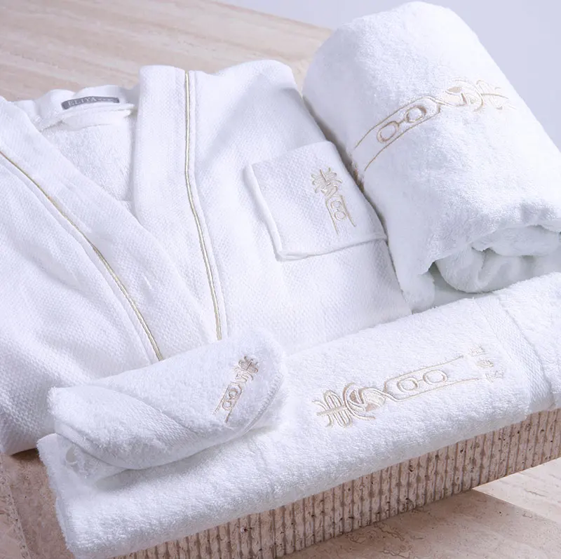 

Embroider Woven Cotton Waffle Bathrobe 5 Star Hotel Spa Luxury Bath Robes And Towels