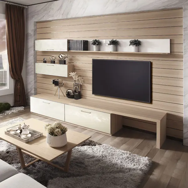 2015 nouveau design salon moderne coin en bois meuble tÃlà meubles ... Les salons modernes de coin